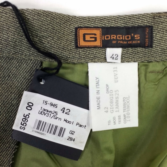 Giorgio's Of Palm Beach Green Micro-Stripe Wool Dress Pants Womens Size 6 - Picture 12 of 14